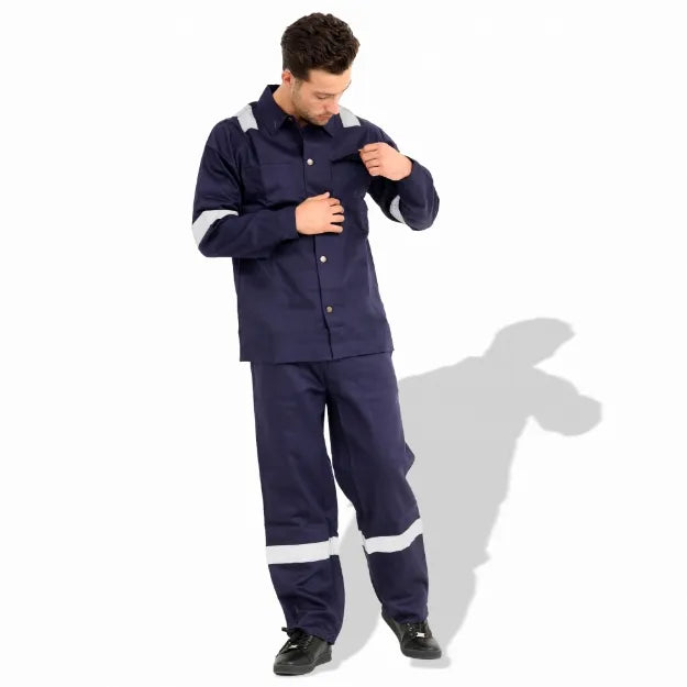 Safety Coverall With Grey Reflective Strips - Dark Blue Marvi Sons